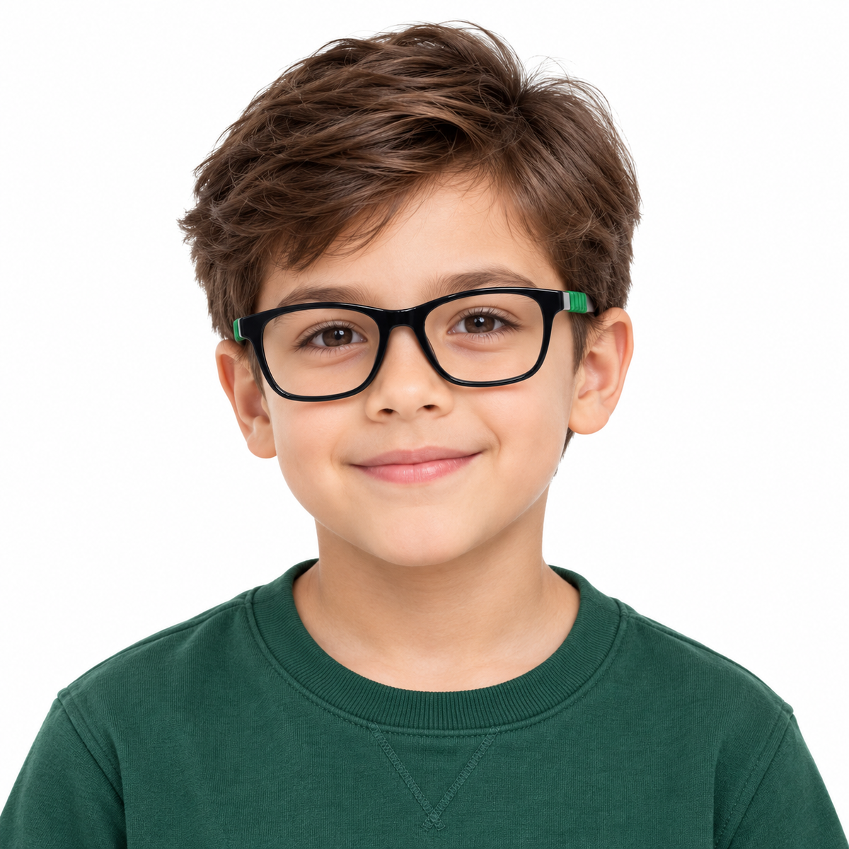 Óculos de Grau Infantil Masculino Preto com Detalhes Verdes 89003