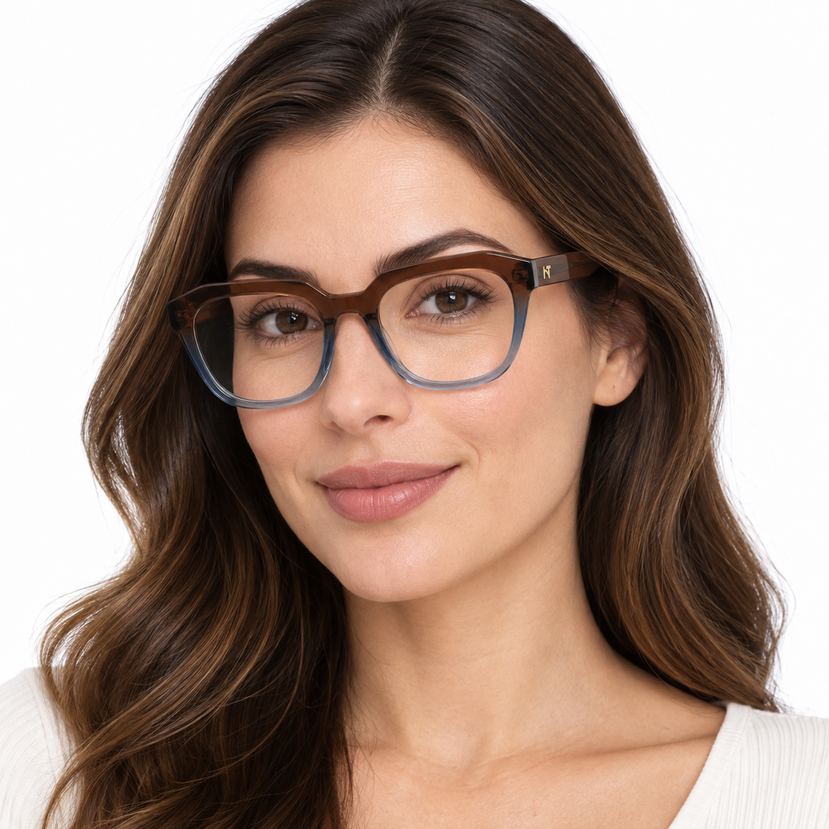 Óculos de Grau Feminino Marrom e Azul Degradê