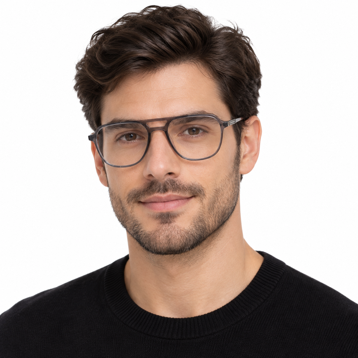 Óculos de Grau Masculino Cinza Fumê Translúcido