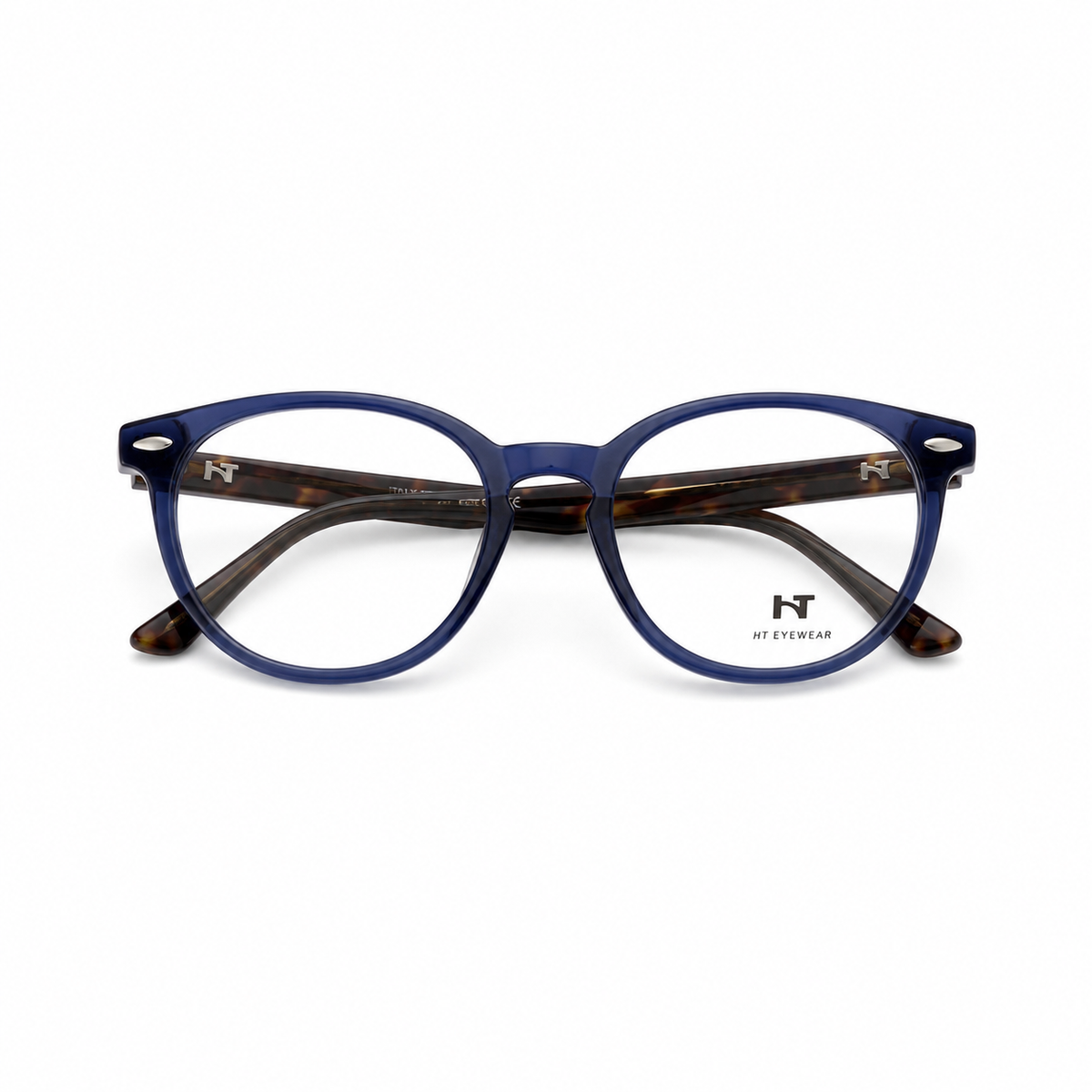Óculos de Grau HT Eyewear Unissex Azul Marinho com Hastes Tartaruga