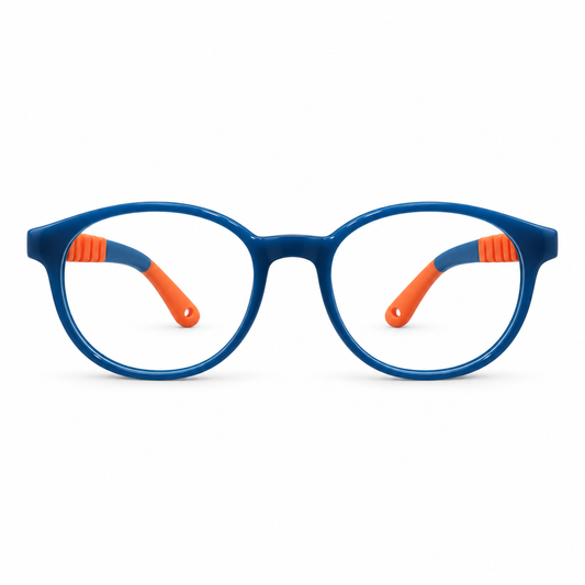 Óculos de Grau Infantil Masculino Azul com Laranja Flexível