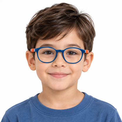 Óculos de Grau Infantil Masculino Azul com Laranja Flexível 89000