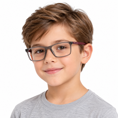 Óculos de Grau Infantil Masculino Bellagio Cinza com Vinho DX-2003