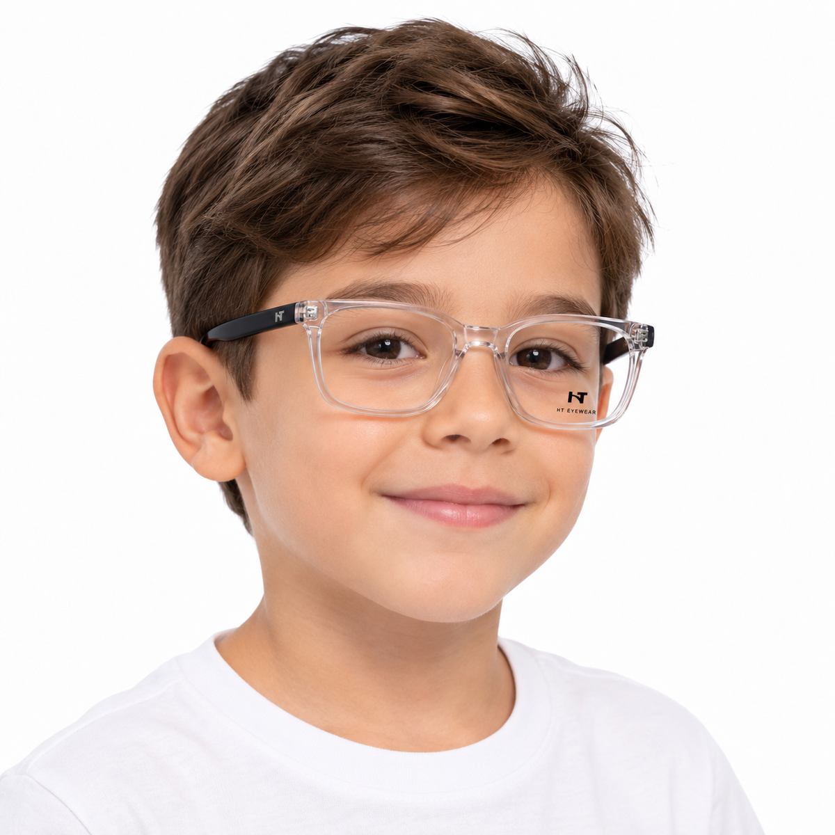 Óculos de Grau Infantil Masculino HT Eyewear 6675 C2 Transparente e Preto