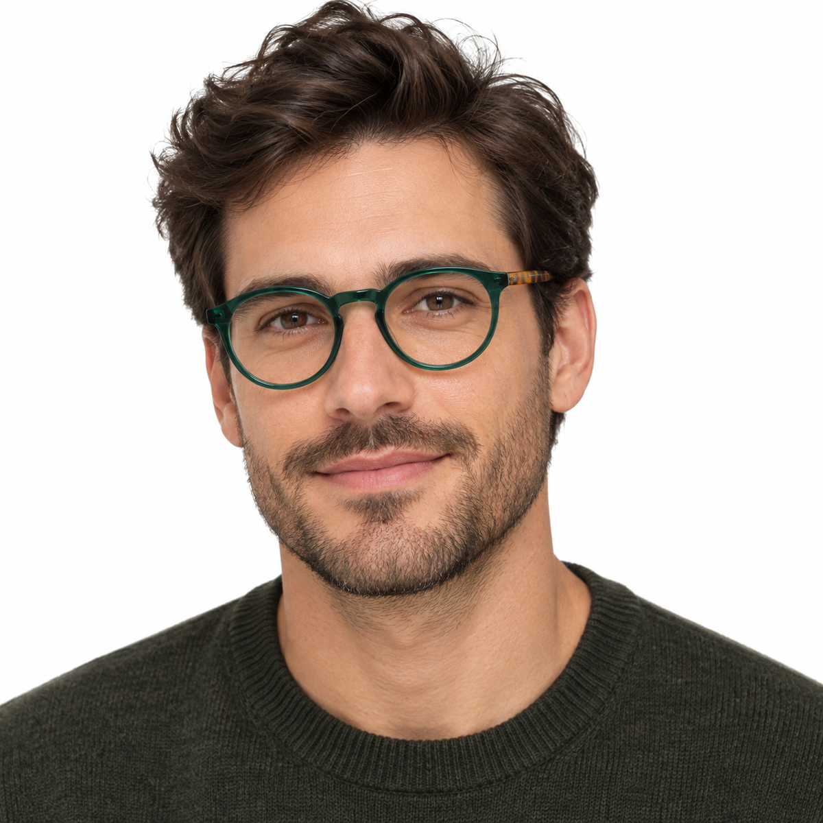 Óculos de Grau Masculino Verde Translúcido e Tartaruga
