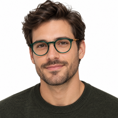 Óculos de Grau Masculino Verde Translúcido e Tartaruga