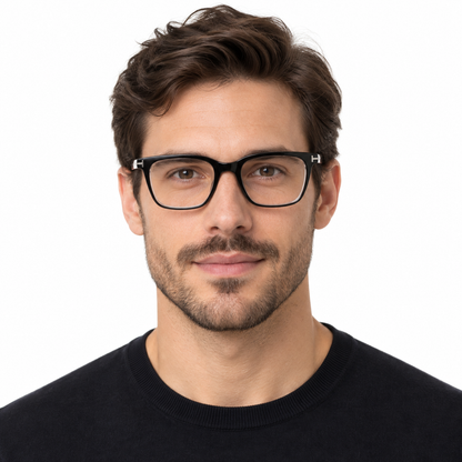 Óculos de Grau Masculino Preto e Transparente