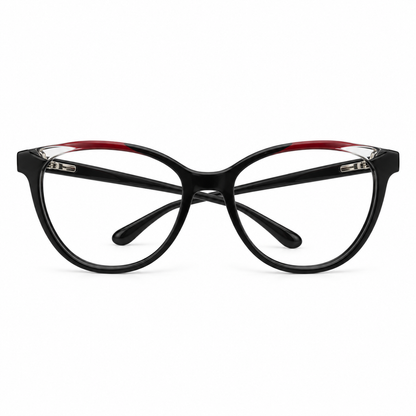 Óculos de Grau Feminino Preto com Detalhe Vinho