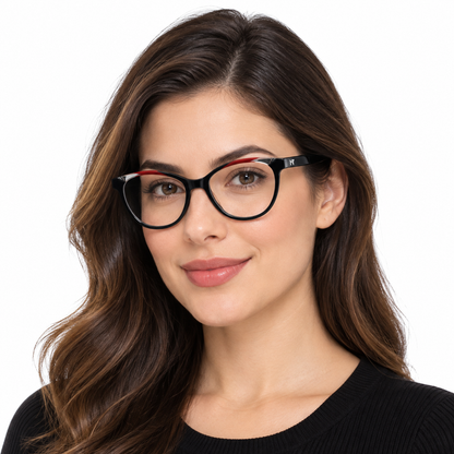 Óculos de Grau Feminino Preto com Detalhe Vinho