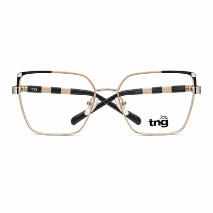 Óculos de Grau Feminino TNG Dourado com Detalhes Pretos
