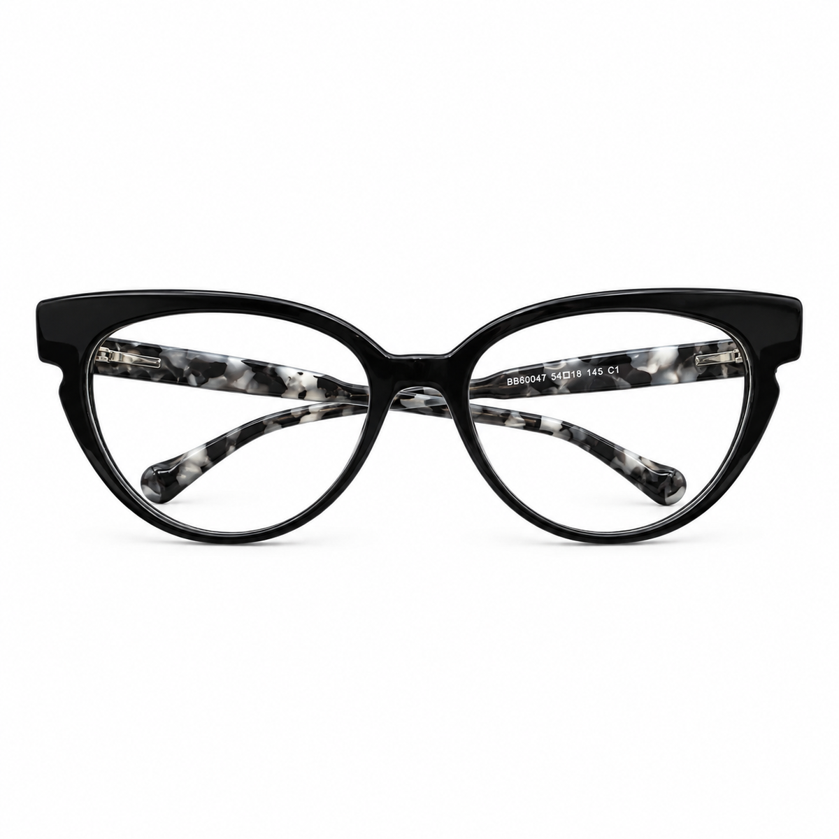 Óculos de Grau Feminino Preto com Hastes Marmorizadas