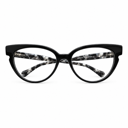 Óculos de Grau Feminino Preto com Hastes Marmorizadas