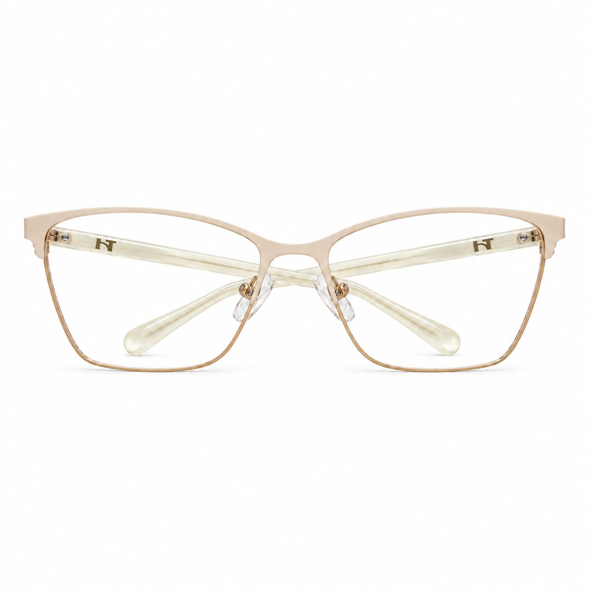 Óculos de Grau Feminino Branco e Dourado Gatinho