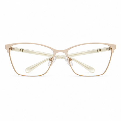 Óculos de Grau Feminino Branco e Dourado Gatinho