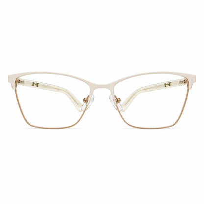 Óculos de Grau Feminino Branco e Dourado Gatinho