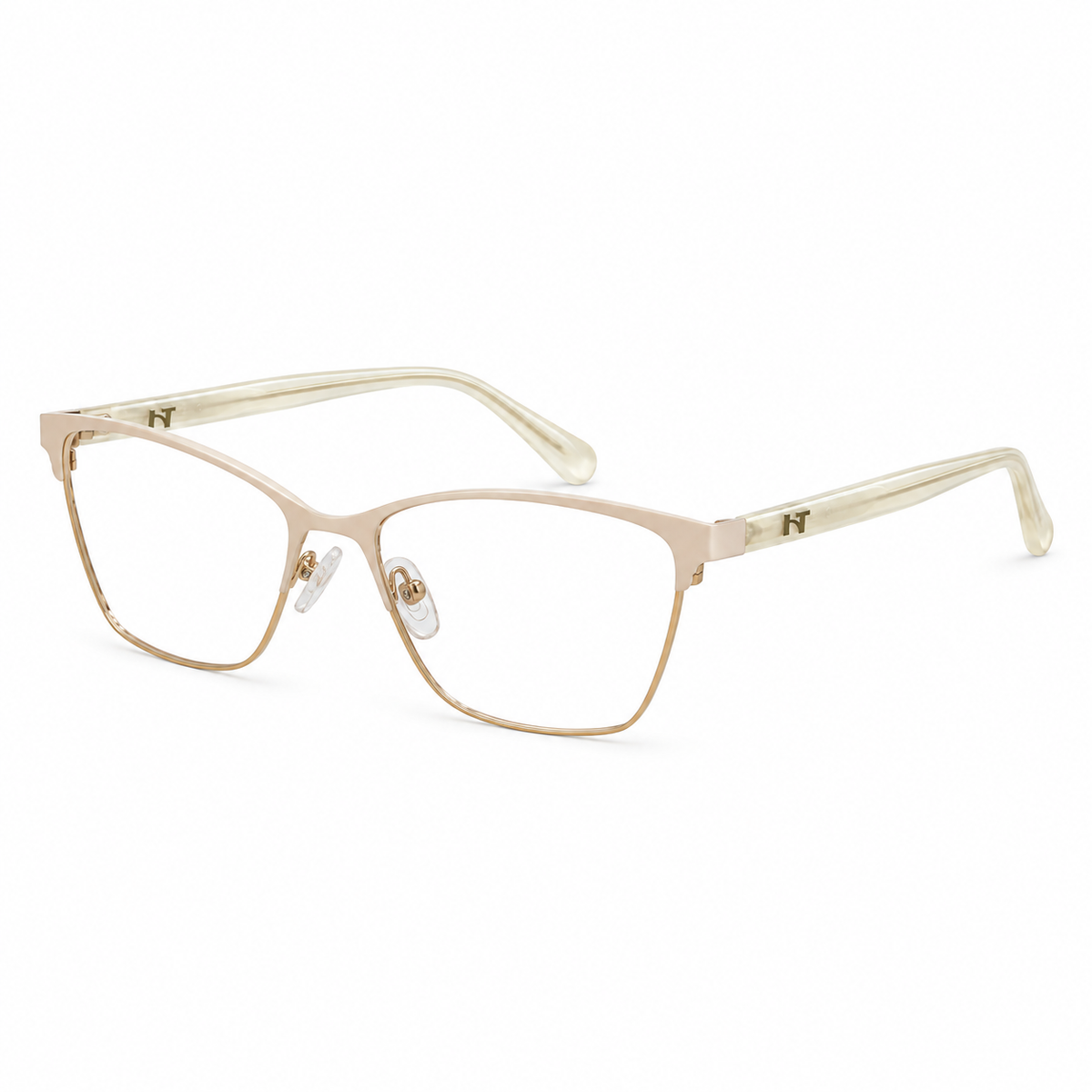 Óculos de Grau Feminino Branco e Dourado Gatinho
