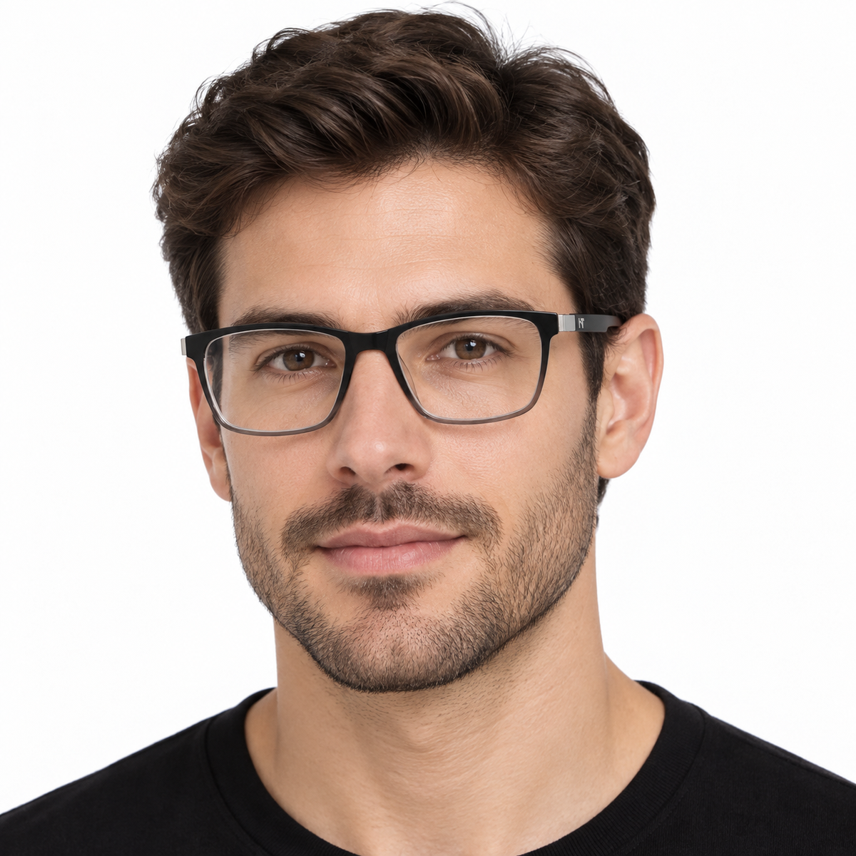 Óculos de Grau Masculino Preto com Cristal Fumê
