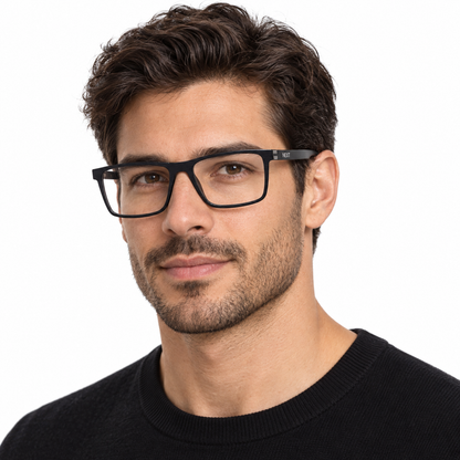 Óculos de Grau Masculino Preto Texturizado