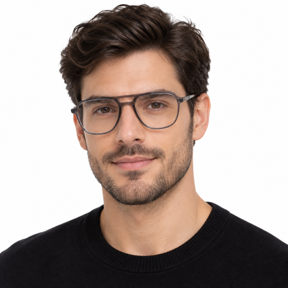 Óculos de Grau Masculino Cinza Fumê Translúcido