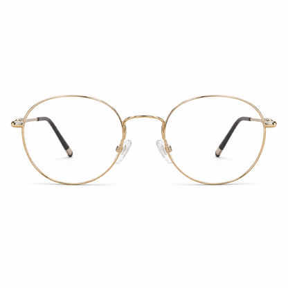 Óculos de Grau Unissex Dourado Redondo Memory Titanium