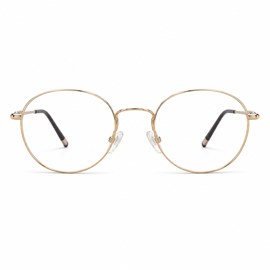 Óculos de Grau Unissex Dourado Redondo Memory Titanium