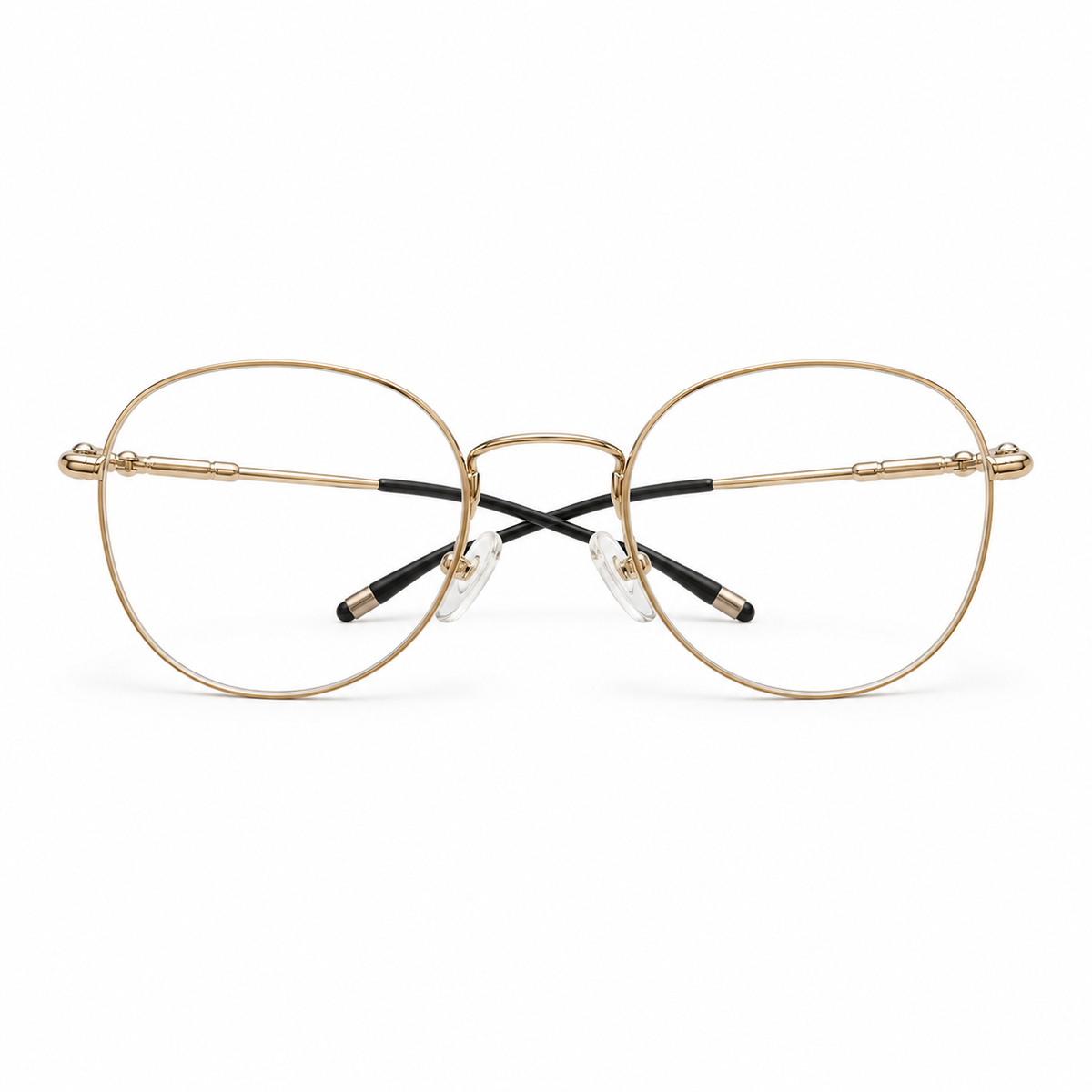 Óculos de Grau Unissex Dourado Redondo Memory Titanium
