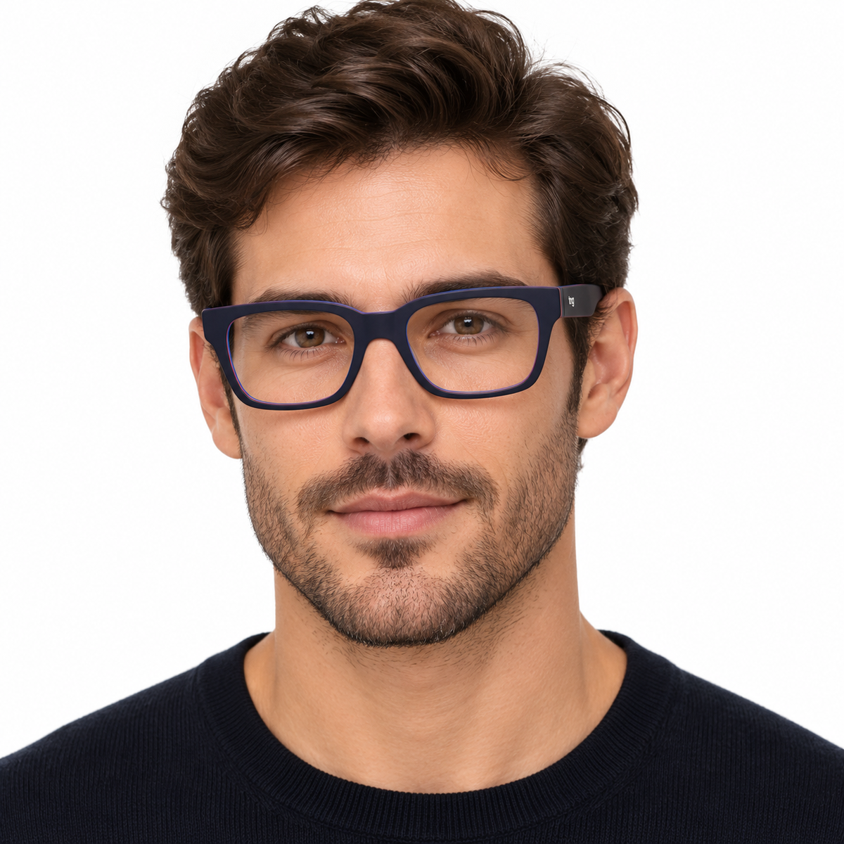 Óculos de Grau Masculino Azul-Marinho com Detalhes Coloridos