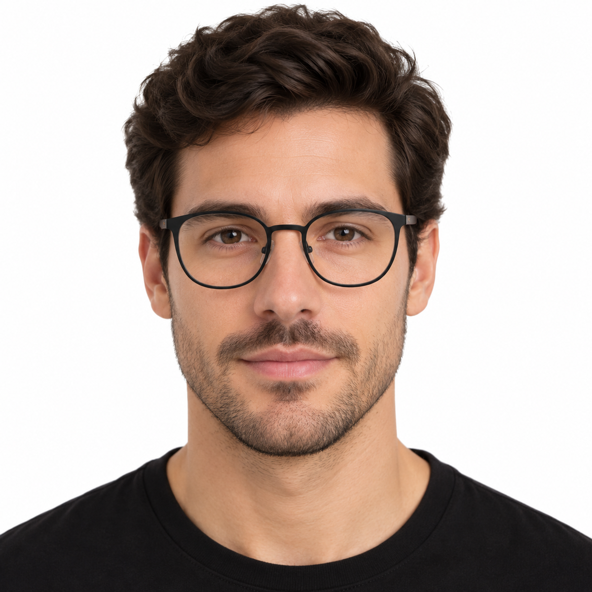 Óculos de Grau Masculino Preto Fosco em Metal
