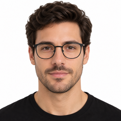 Óculos de Grau Masculino Preto Fosco em Metal