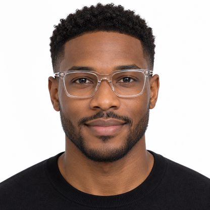 Óculos de Grau Masculino Cristal Transparente Retangular