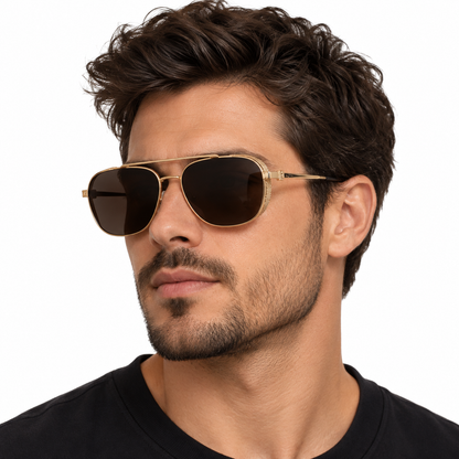 Óculos de Sol Unissex Dourado com Lentes Escuras