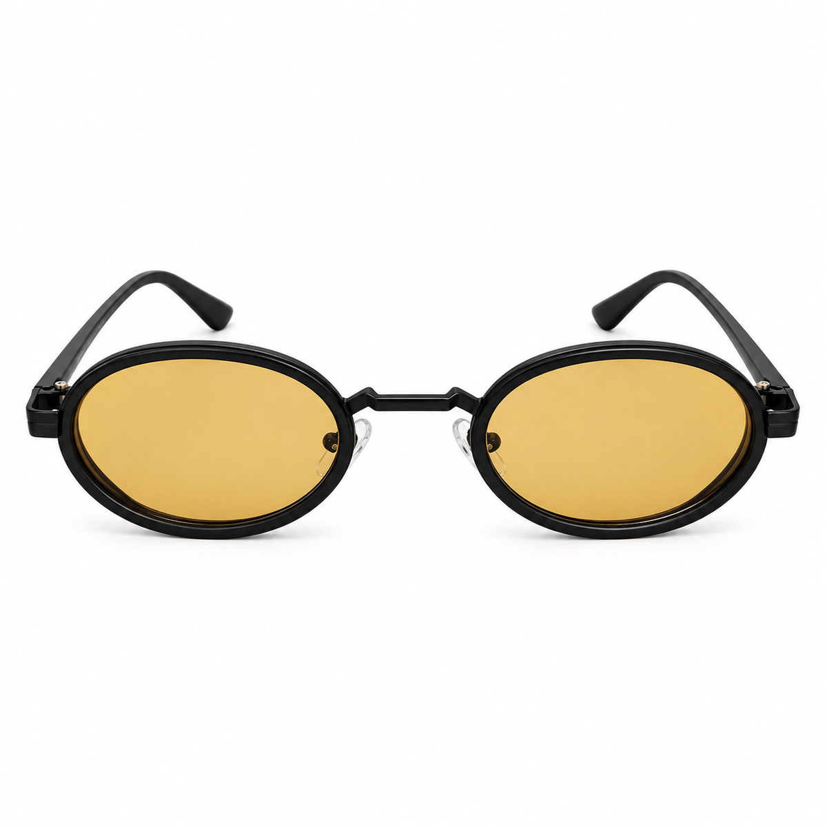 Óculos de Sol Feminino Preto Oval com Lentes Âmbar