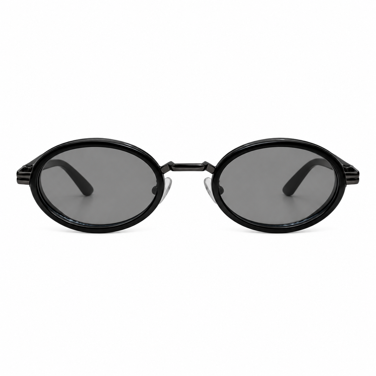 Óculos de Sol Feminino Oval Preto com Lentes Azul Claro