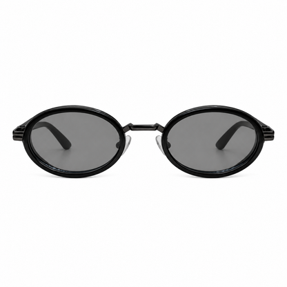 Óculos de Sol Feminino Oval Preto com Lentes Azul Claro