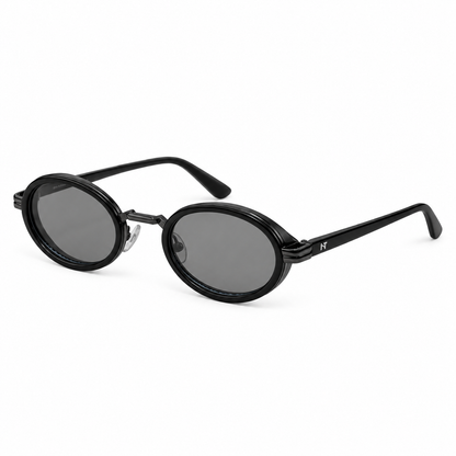Óculos de Sol Feminino Oval Preto com Lentes Azul Claro