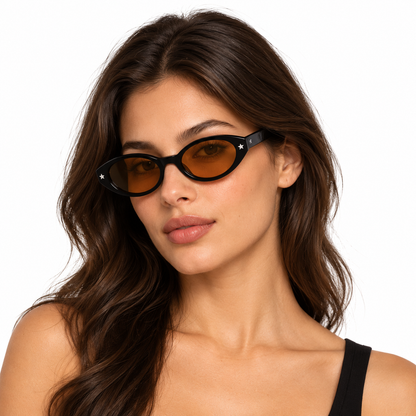 Óculos de Sol Feminino Preto com Lentes Âmbar