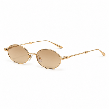 Óculos de Sol Feminino Dourado Oval com Lentes Marrom