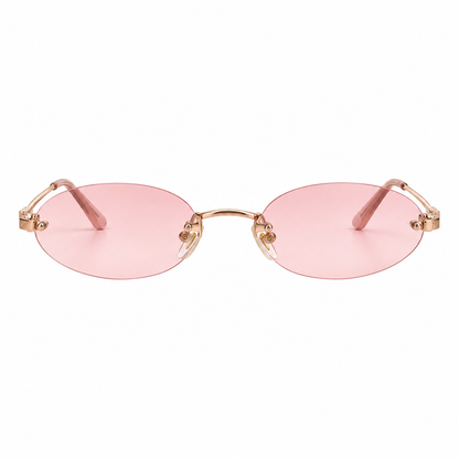 Óculos de Sol Feminino Rosé Gold com Lentes Rosa