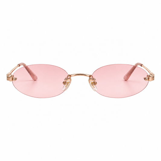 Óculos de Sol Feminino Rosé Gold com Lentes Rosa