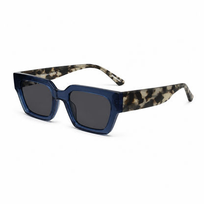 Óculos de Sol Feminino Azul Marinho com Hastes Tartaruga