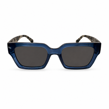 Óculos de Sol Feminino Azul Marinho com Hastes Tartaruga