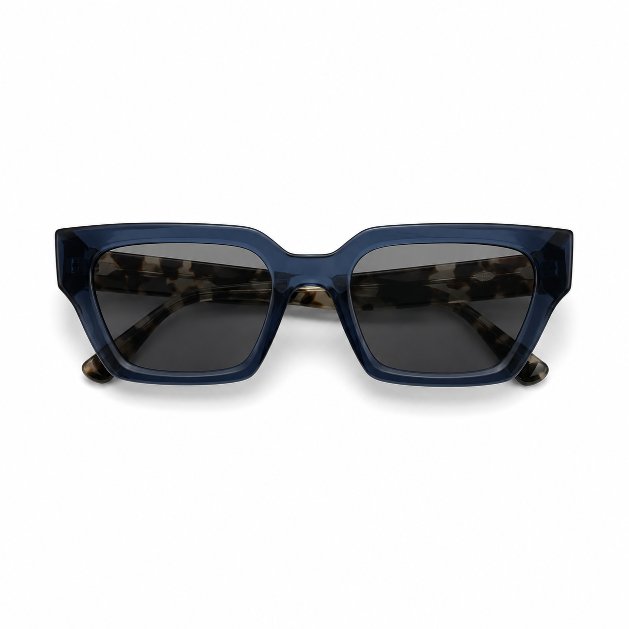 Óculos de Sol Feminino Azul Marinho com Hastes Tartaruga