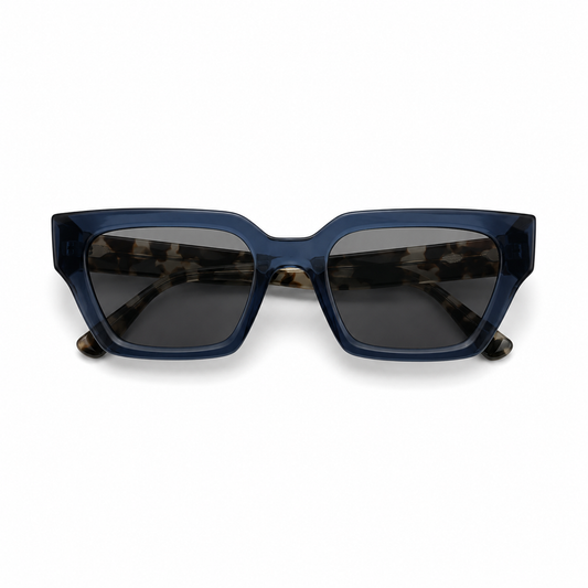 Óculos de Sol Feminino Azul Marinho com Hastes Tartaruga