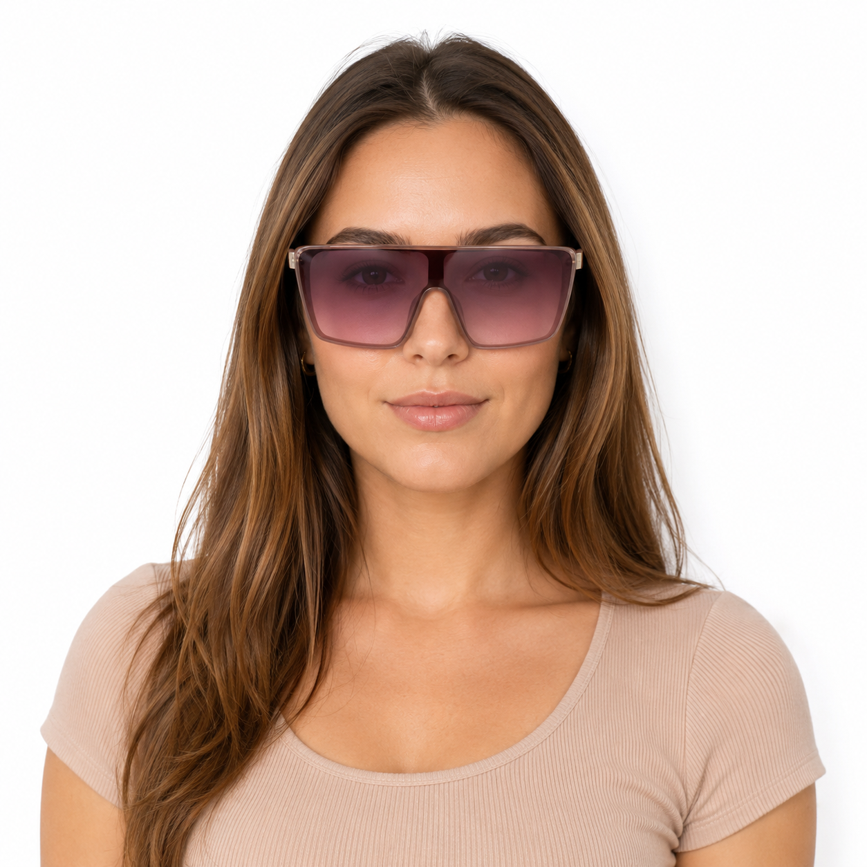 Óculos de Sol Feminino Oversized Rosa Translúcido