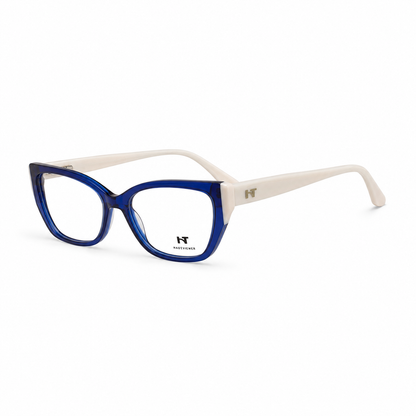Óculos de Grau HT Eyewear Feminino Azul Cobalto com Hastes Off White