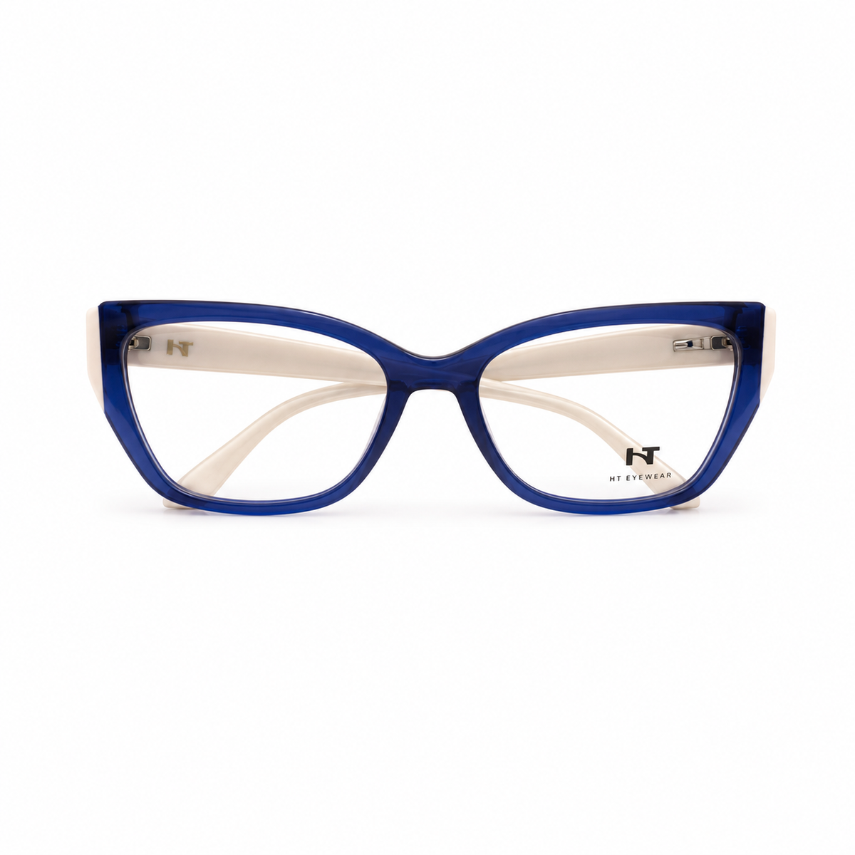 Óculos de Grau HT Eyewear Feminino Azul Cobalto com Hastes Off White