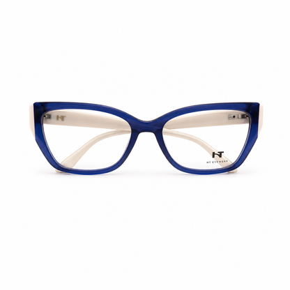 Óculos de Grau HT Eyewear Feminino Azul Cobalto com Hastes Off White