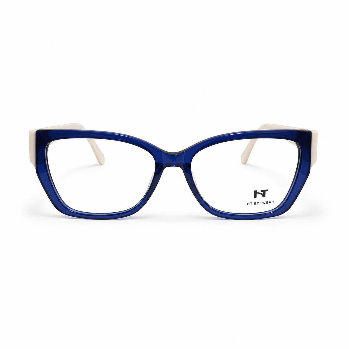 Óculos de Grau HT Eyewear Feminino Azul Cobalto com Hastes Off White