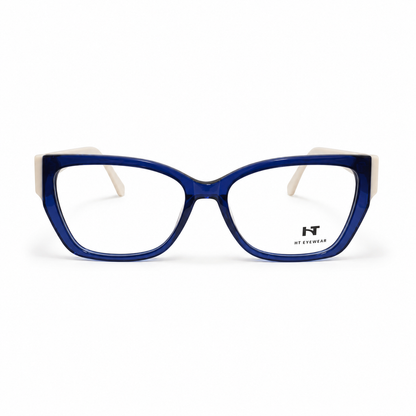 Óculos de Grau HT Eyewear Feminino Azul Cobalto com Hastes Off White