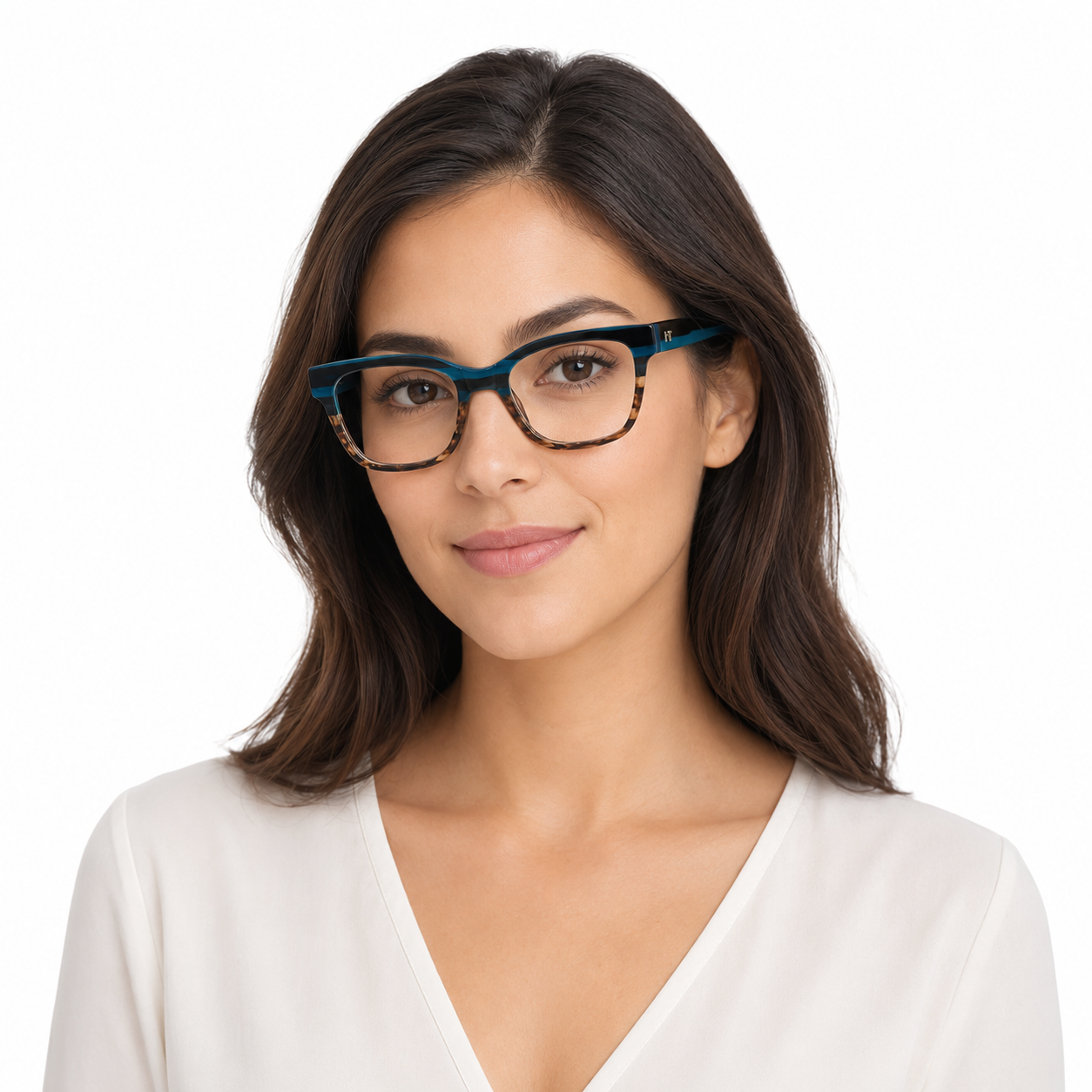 Óculos de Grau HT Eyewear Feminino Azul Petróleo com Tartaruga